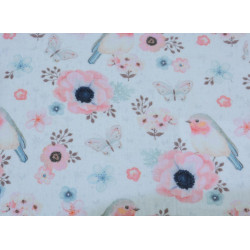 Double Gauze Musselin Rotkehlchen weiss